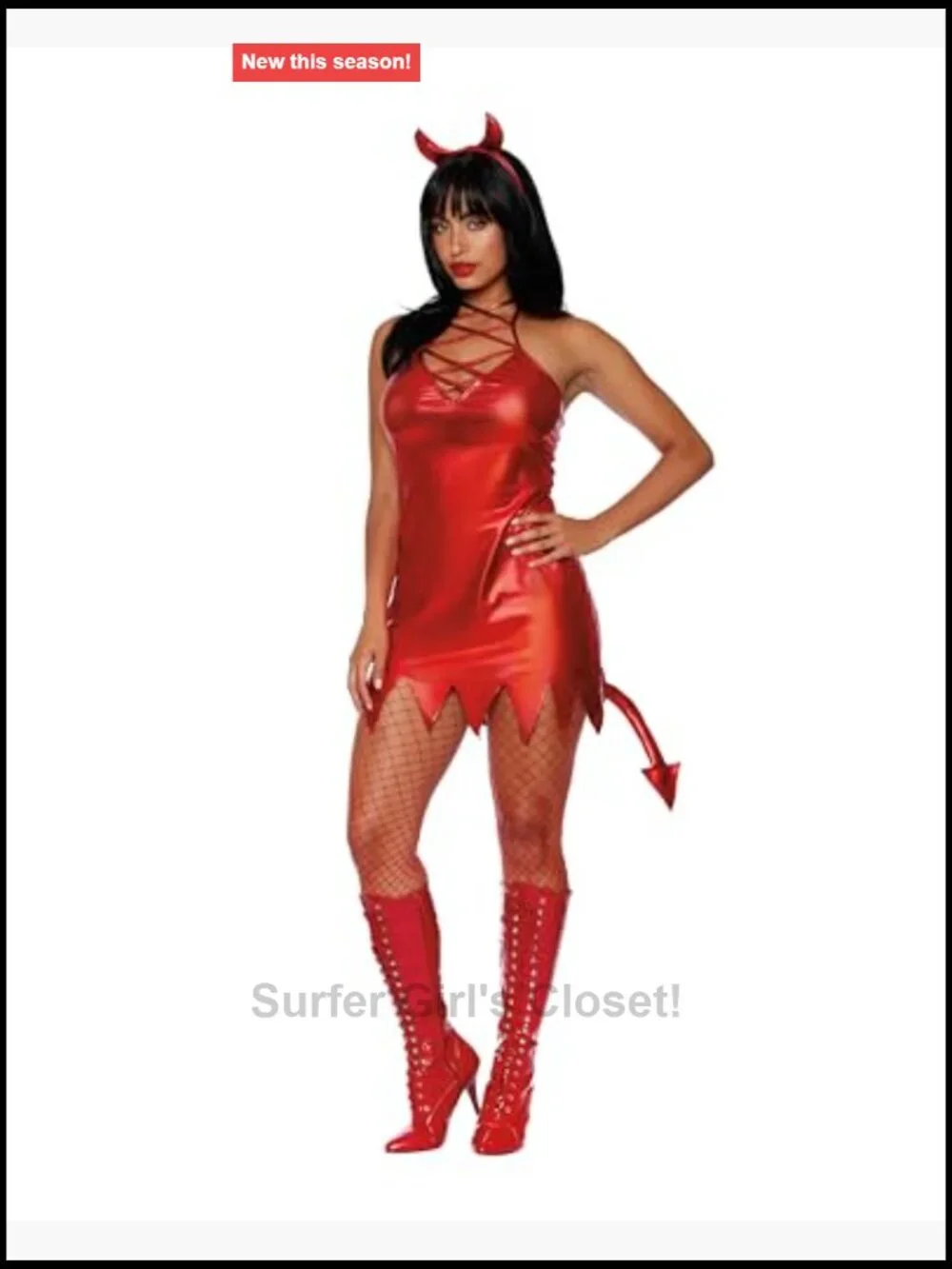 Dreamgirl Sexy Metallic Devil Costume Dress Faux Lace Up Three Piece Halloween